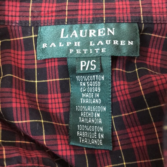 Vintage LAUREN RALPH LAUREN Plaid Ruffle Button Down Long Sleeve Top - Picture 7 of 7